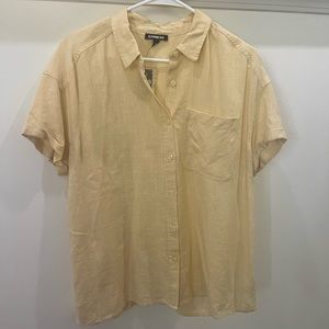 Express Yellow Short Sleeve Button Up